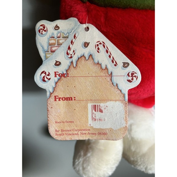 Vintage Rennoc Plush White Cream Teddy Bear Christmas Stocking Hang N Stuff Rare - Picture 13 of 16